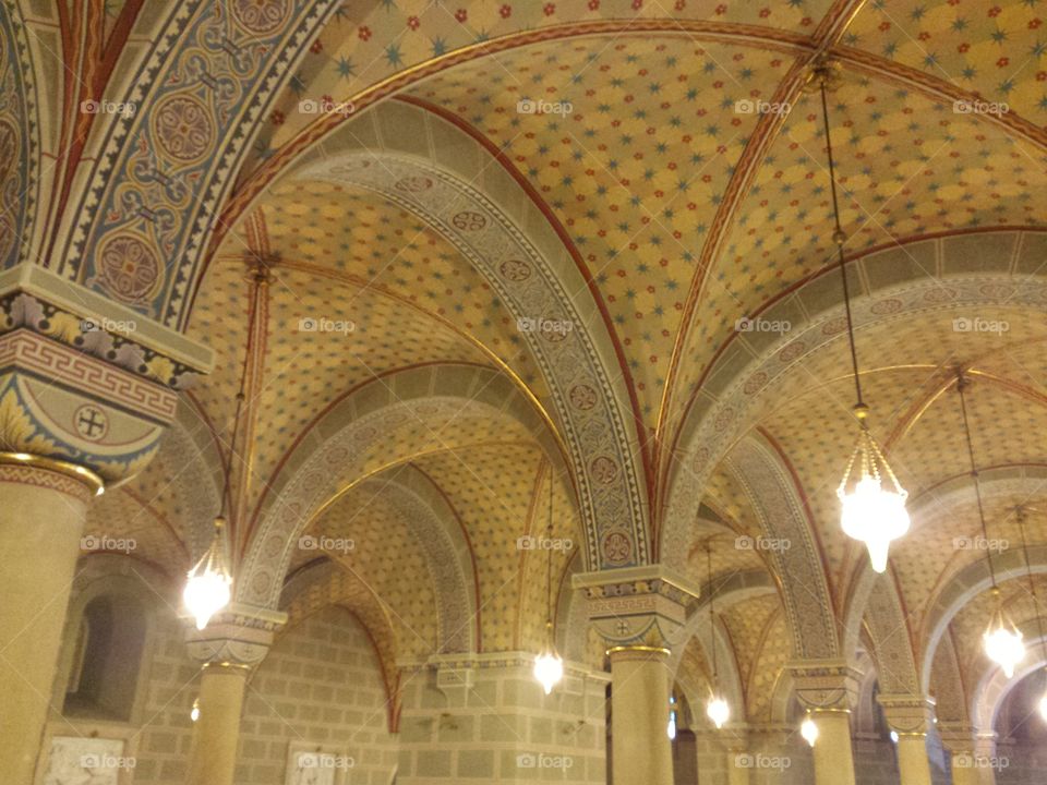 Arced ceiling. ceiling at the crypt in Pecs