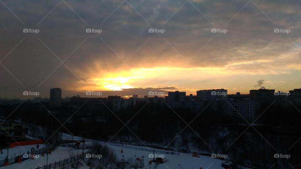Winter sunset from the hills