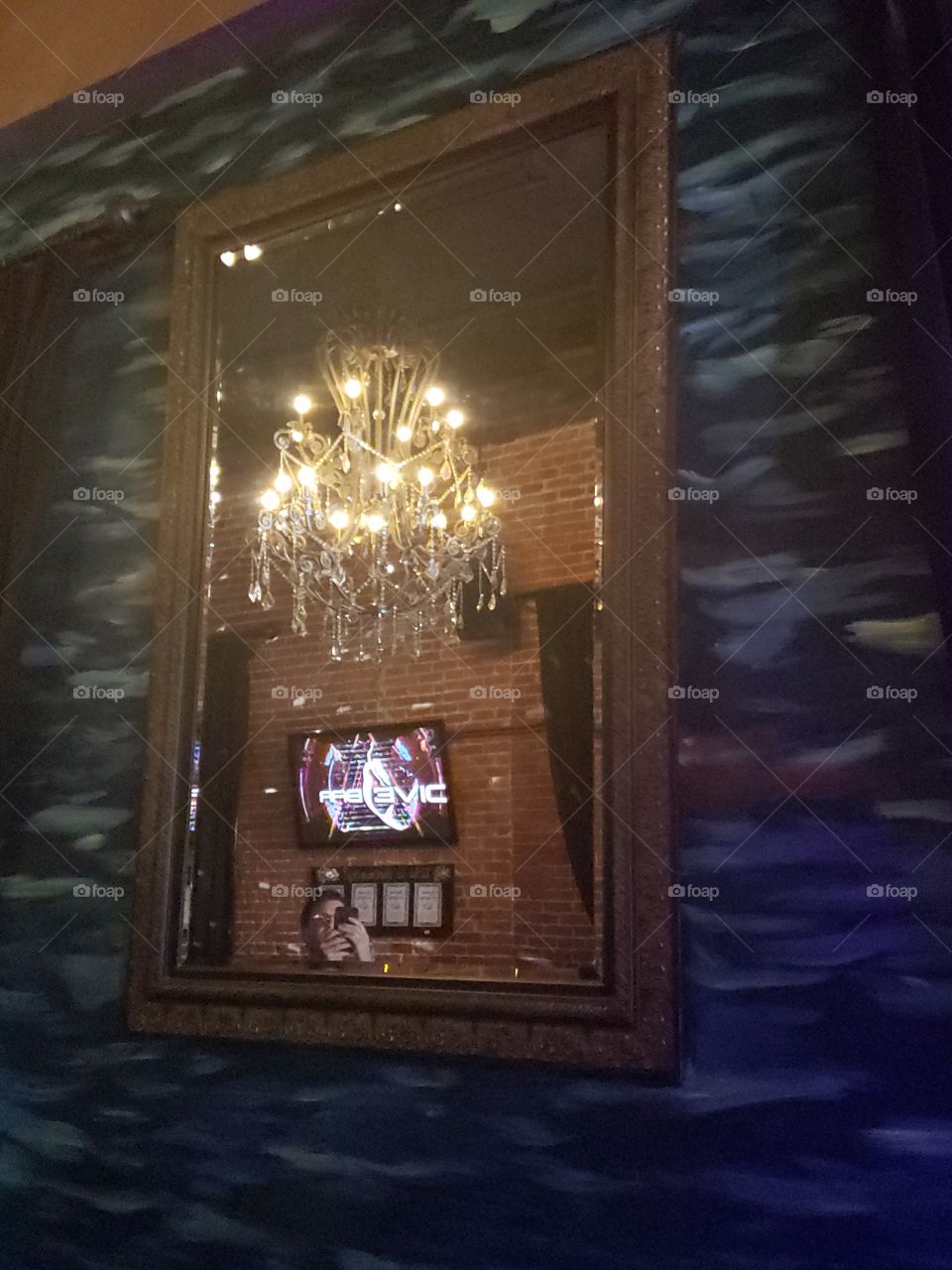 chandelier in the mirror