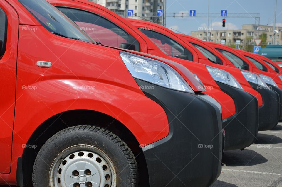 row of red cars