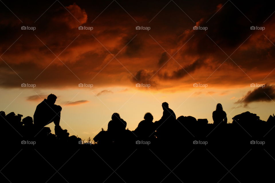 Sunset hadrians's wall. Sunset during hike at Hadrian's wall path