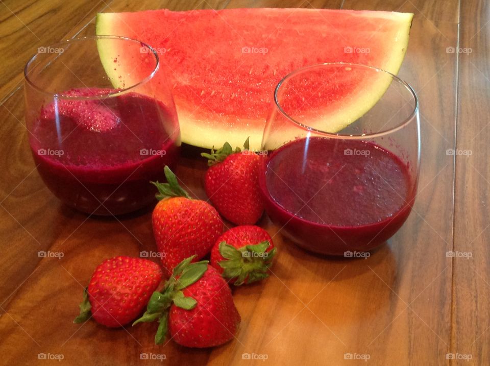 A watermelon and strawberry smoothie