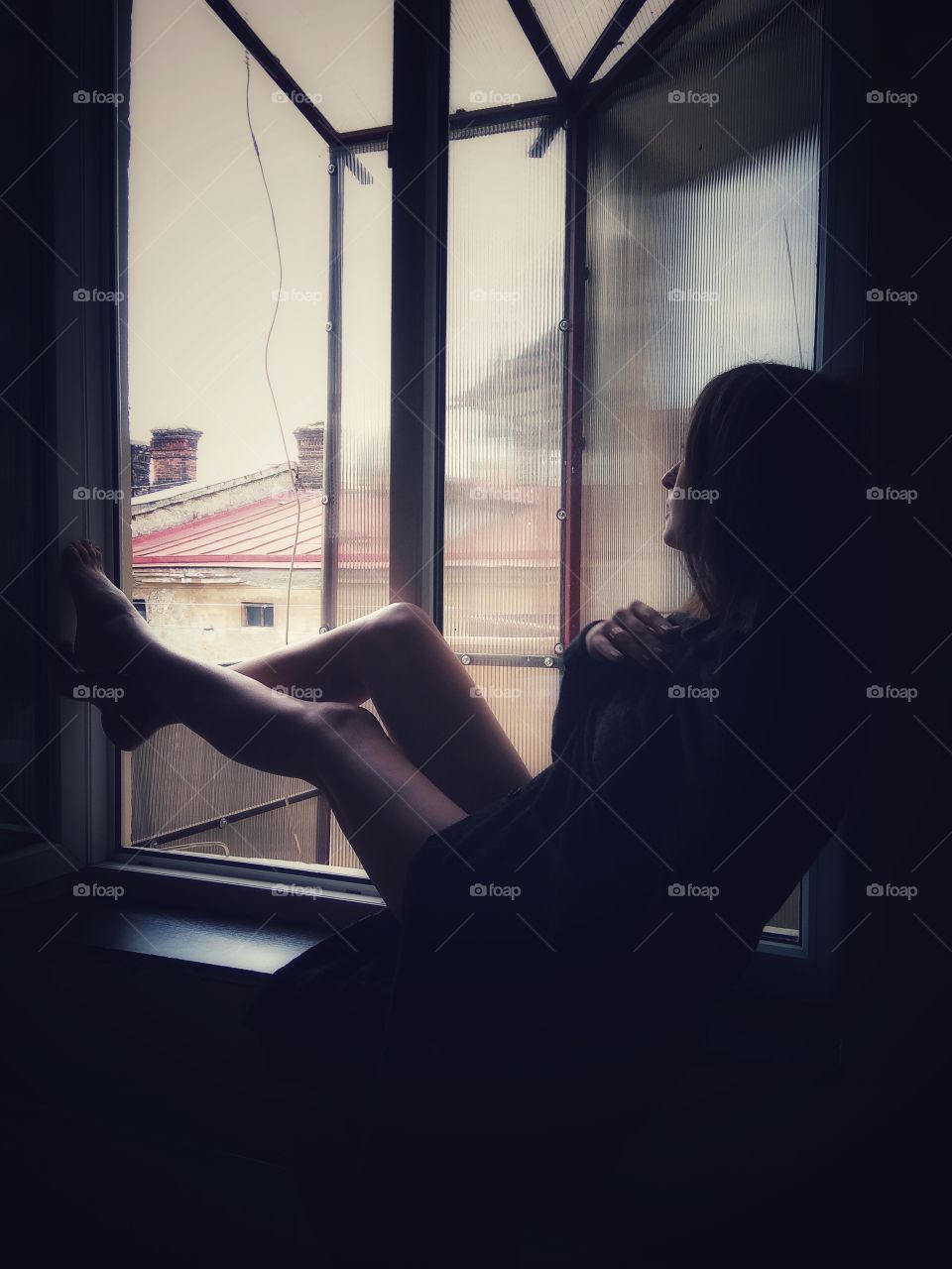 Woman. Window. Mood