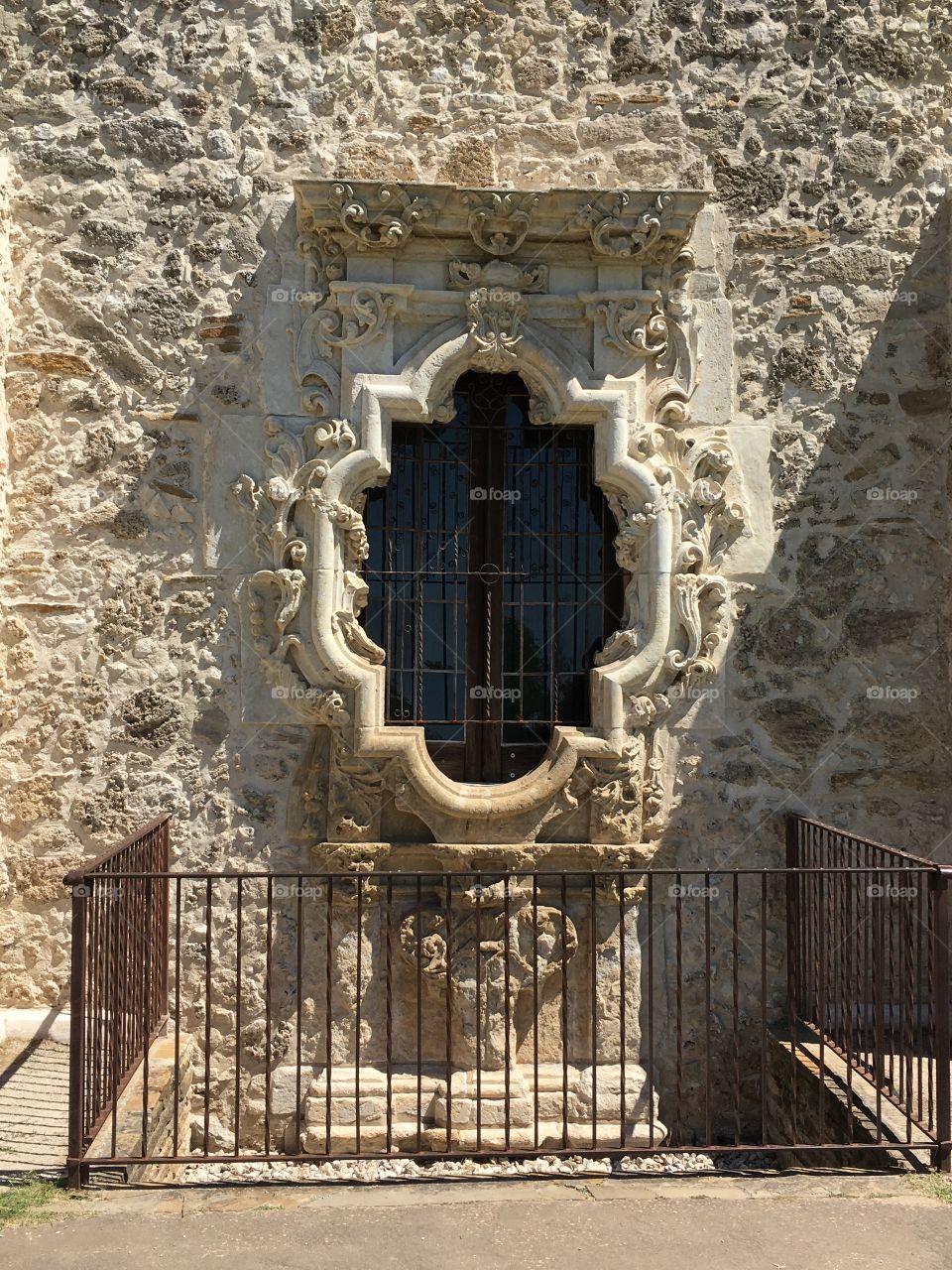 San Antonio Mission - church window. 