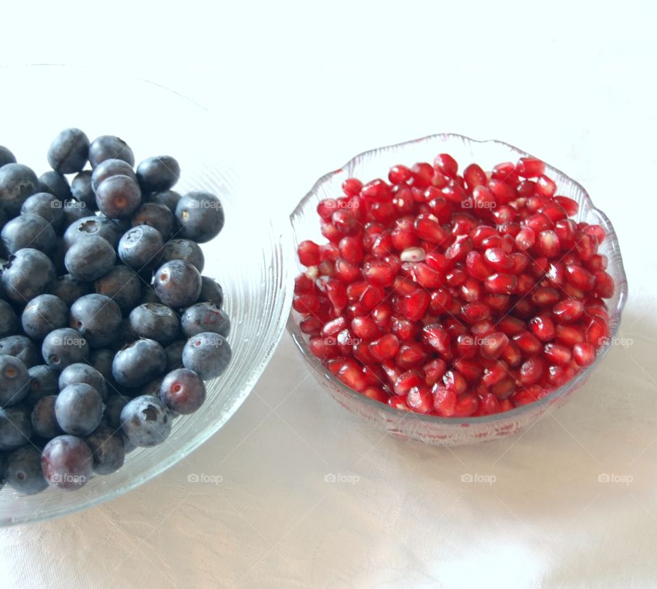 Pomegranate and blueberries