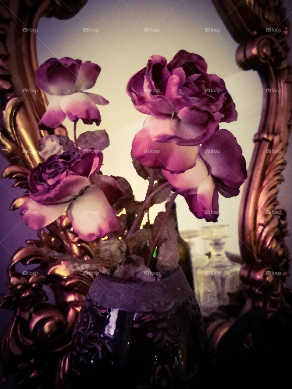 Roses and mirror.