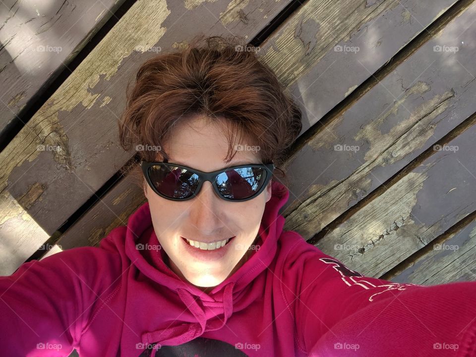 Selfie relaxing on the deck