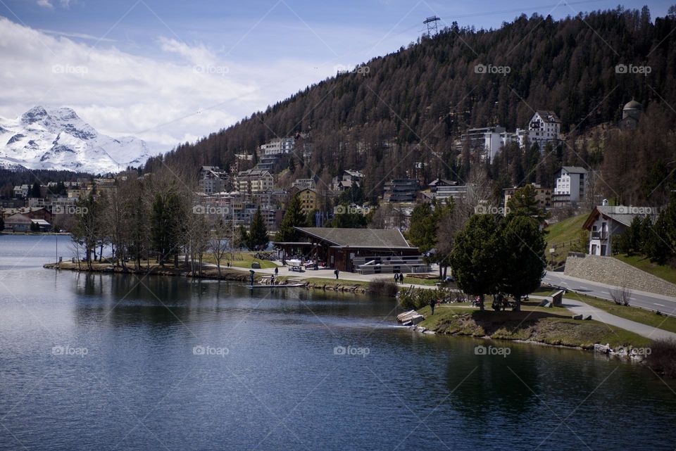 Lake in the resort town of St. Moritz