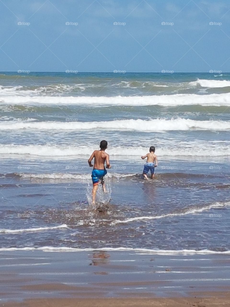 playing on the beach