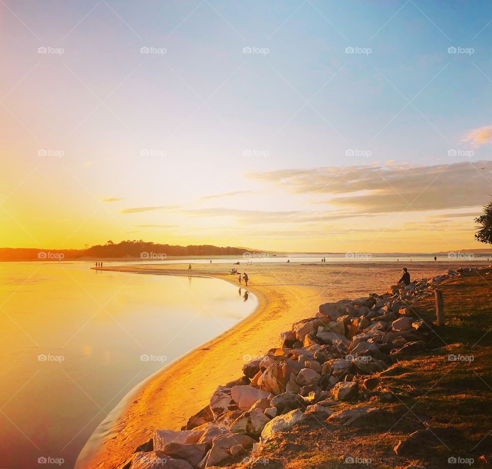 Sunset at the river mouth