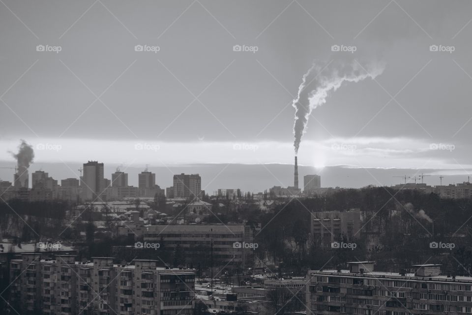 city ​​view and chimney