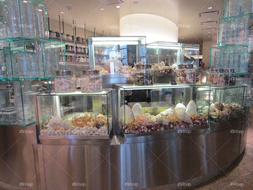 Seafood Buffet, Glass Display, Caesar's Palace, Las Vegas.  Bacchanal Buffet