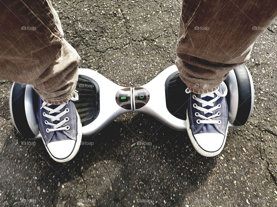 feet on hoverboard