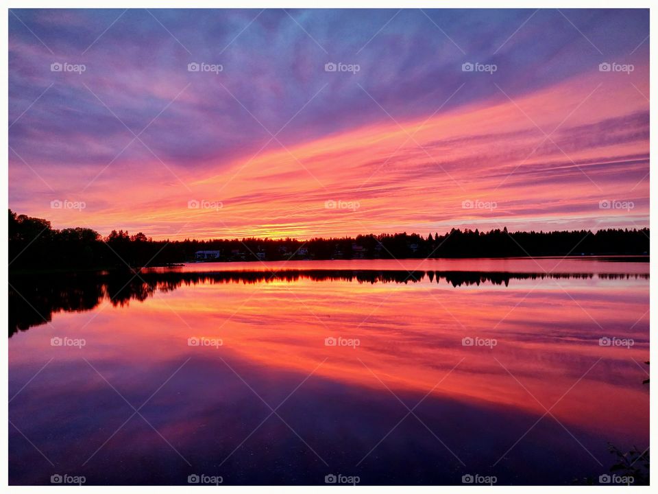 sunset, Kajaani river