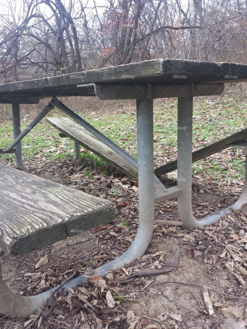 broken picnic table