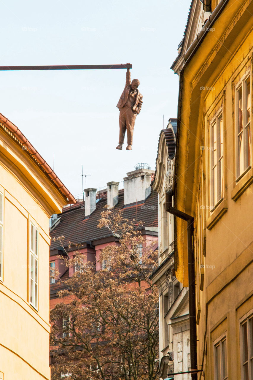 Hanging man in Prague