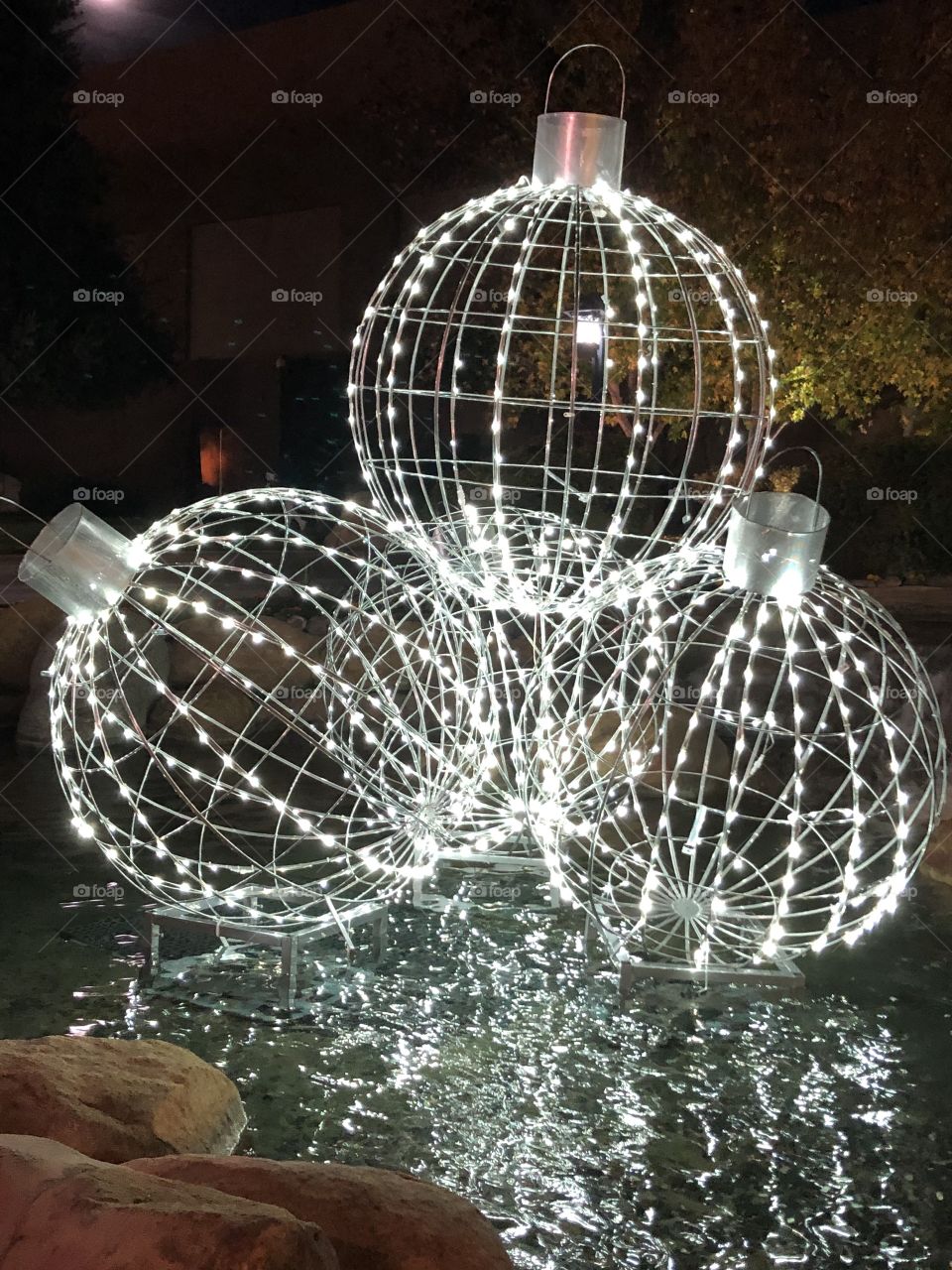 Giant ornaments on water