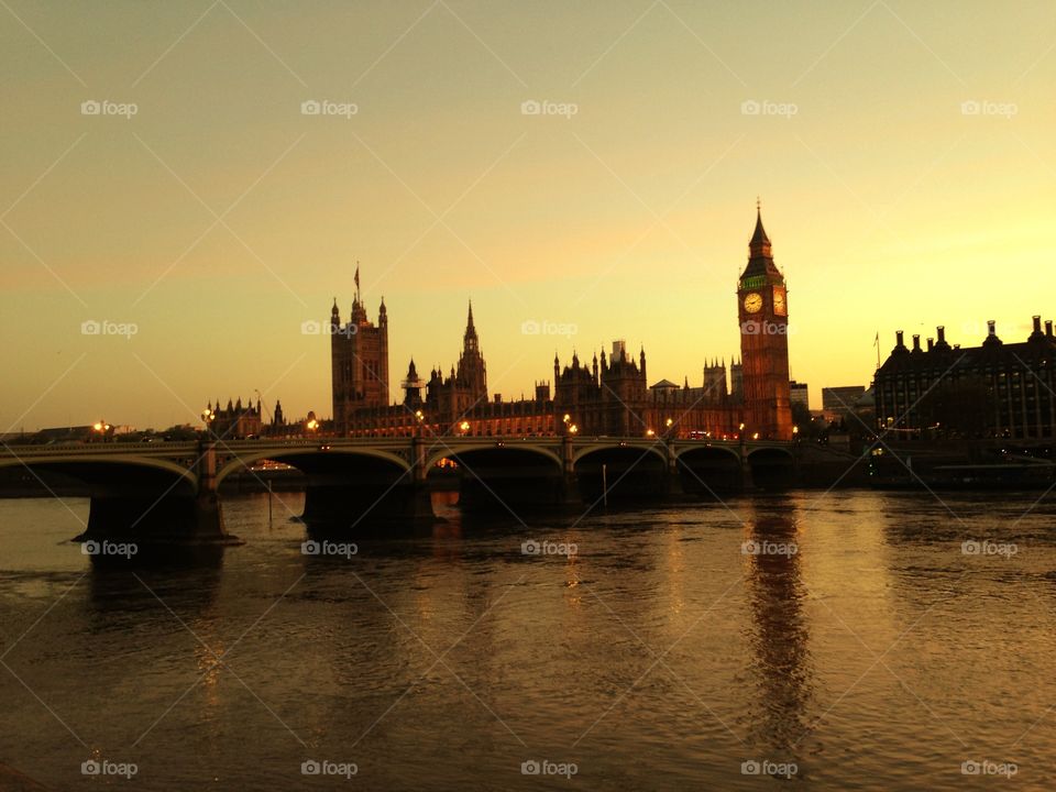 Sunset over Westminster, London