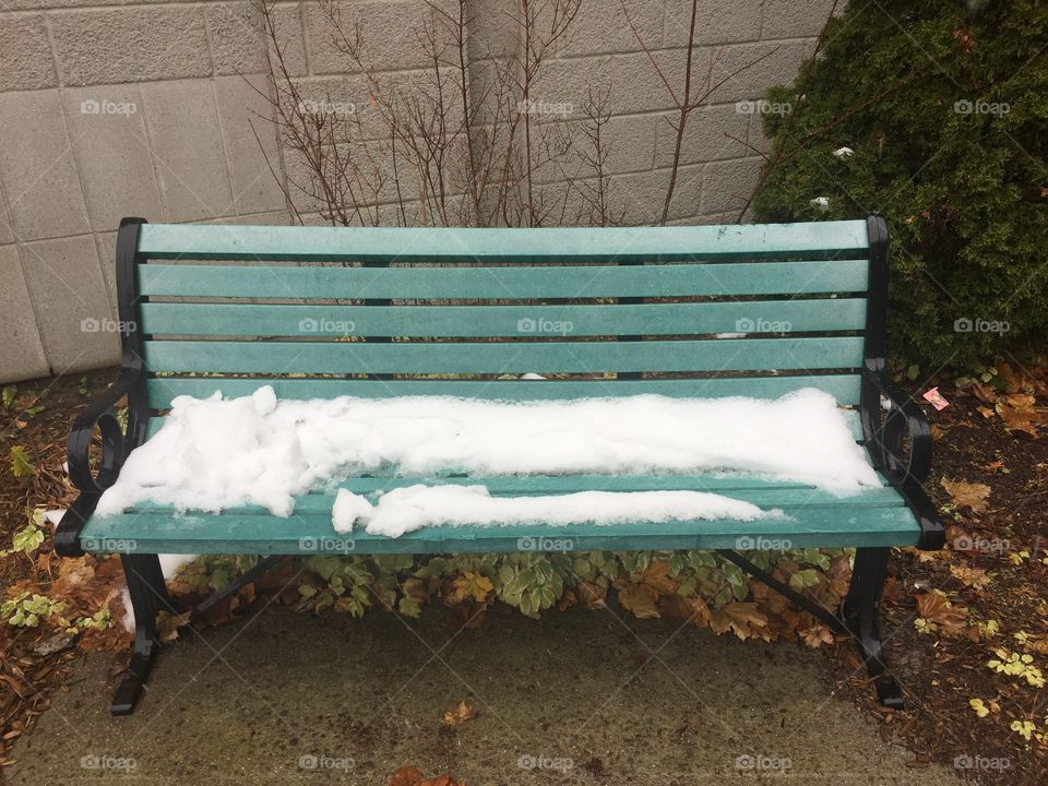 Just a little snow on a bench