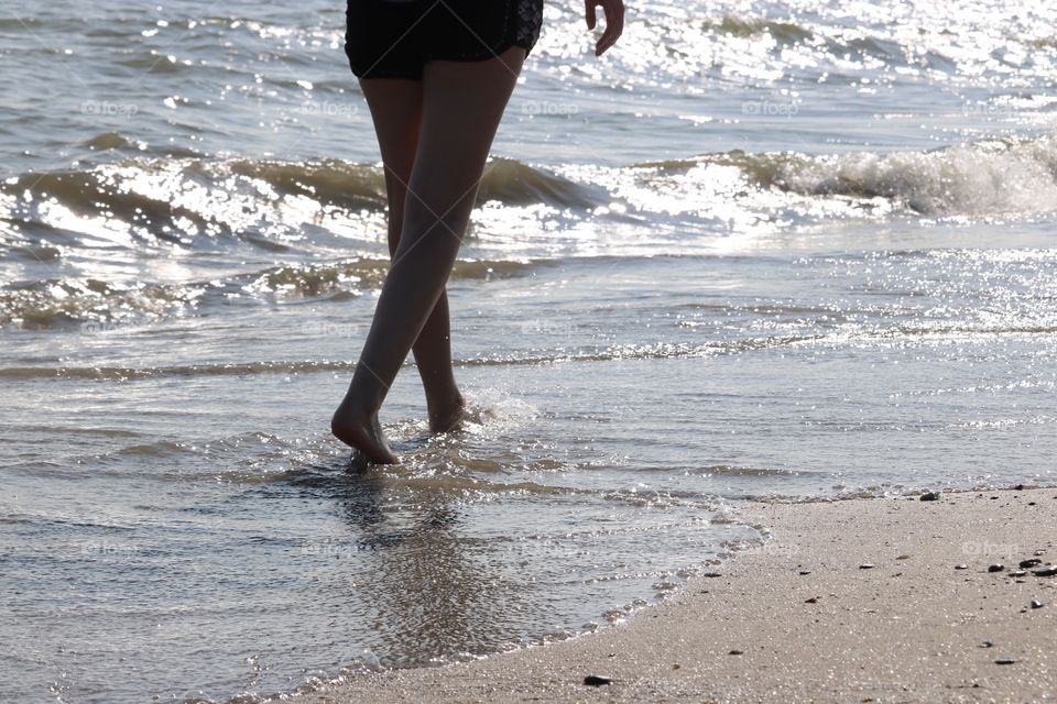 Walking on Lake Erie Beach Port Clinton 