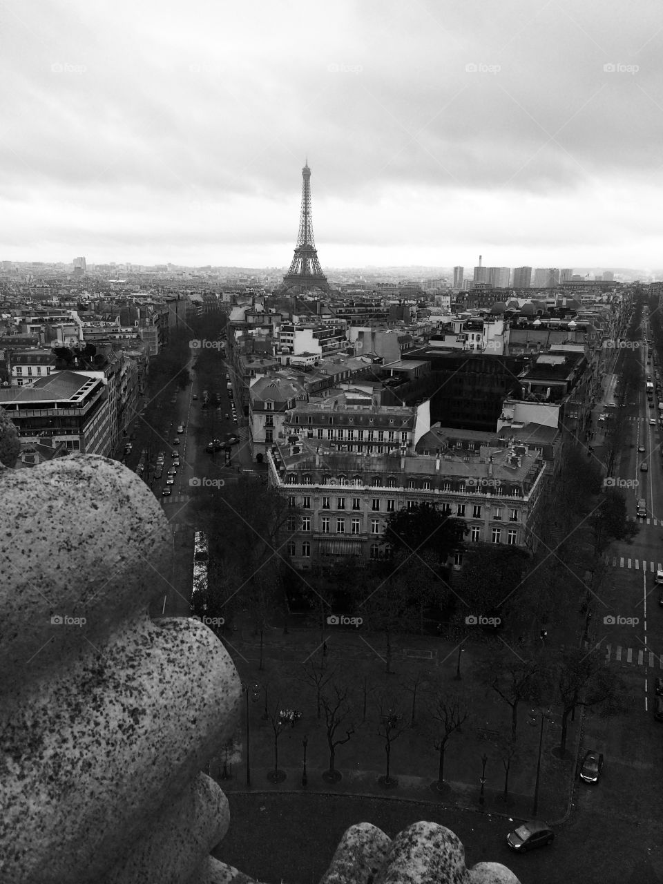Paris from the top of the Arc de Triomphe 
