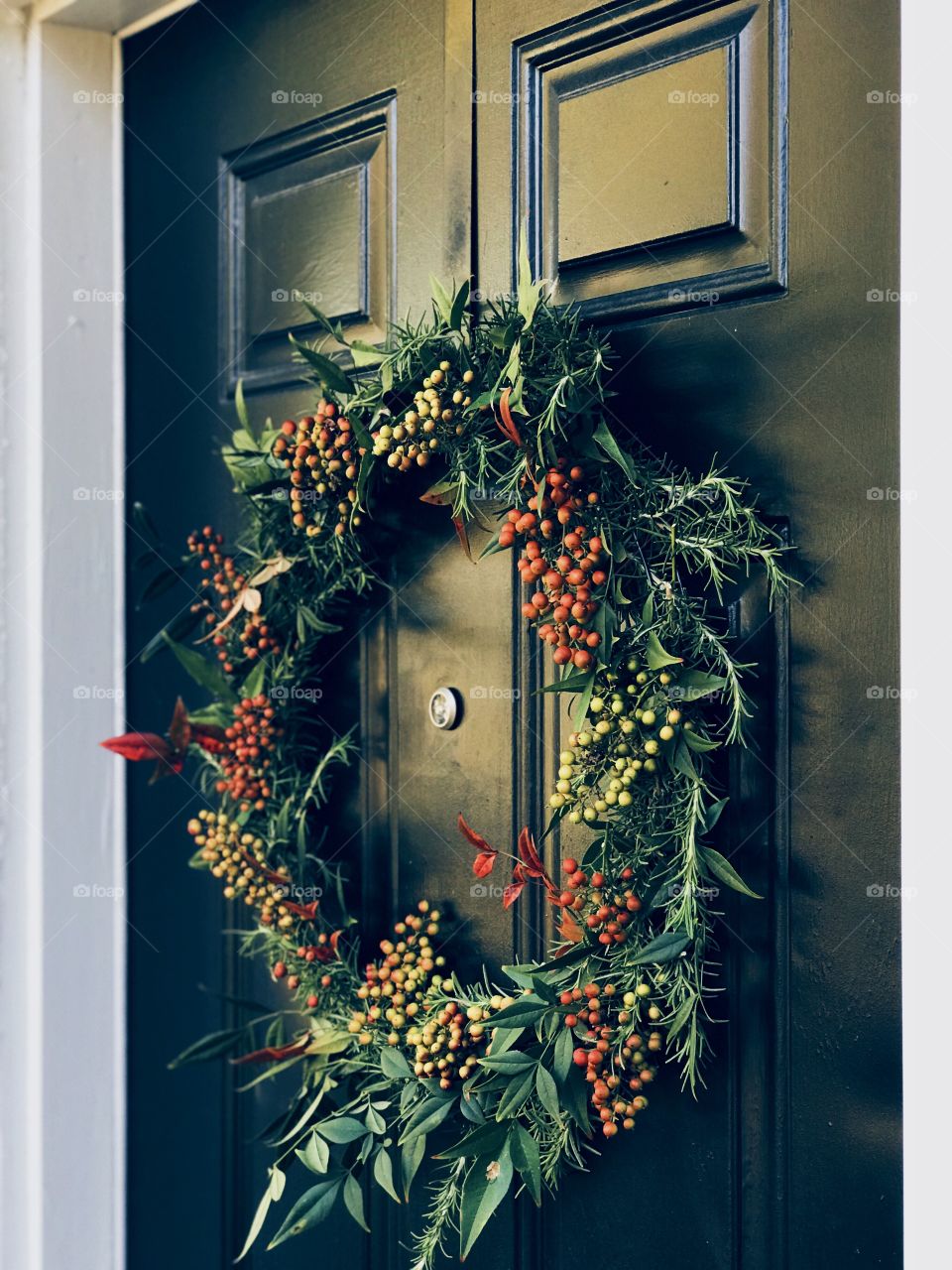 Fall Wreath Made With Winterberry‘s & Rosemary From My Yard & Garden