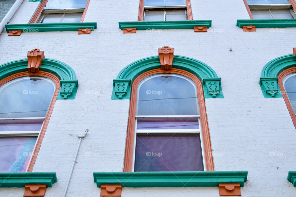 Colorful building windows in the city of Cincinnati