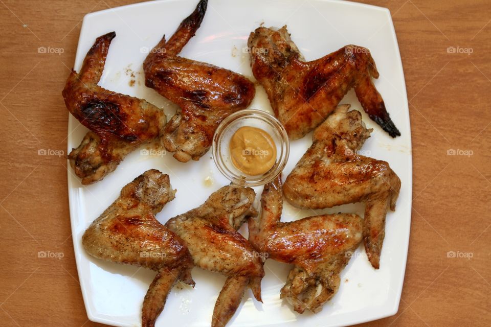 Ready to eat spicy chicken wings 