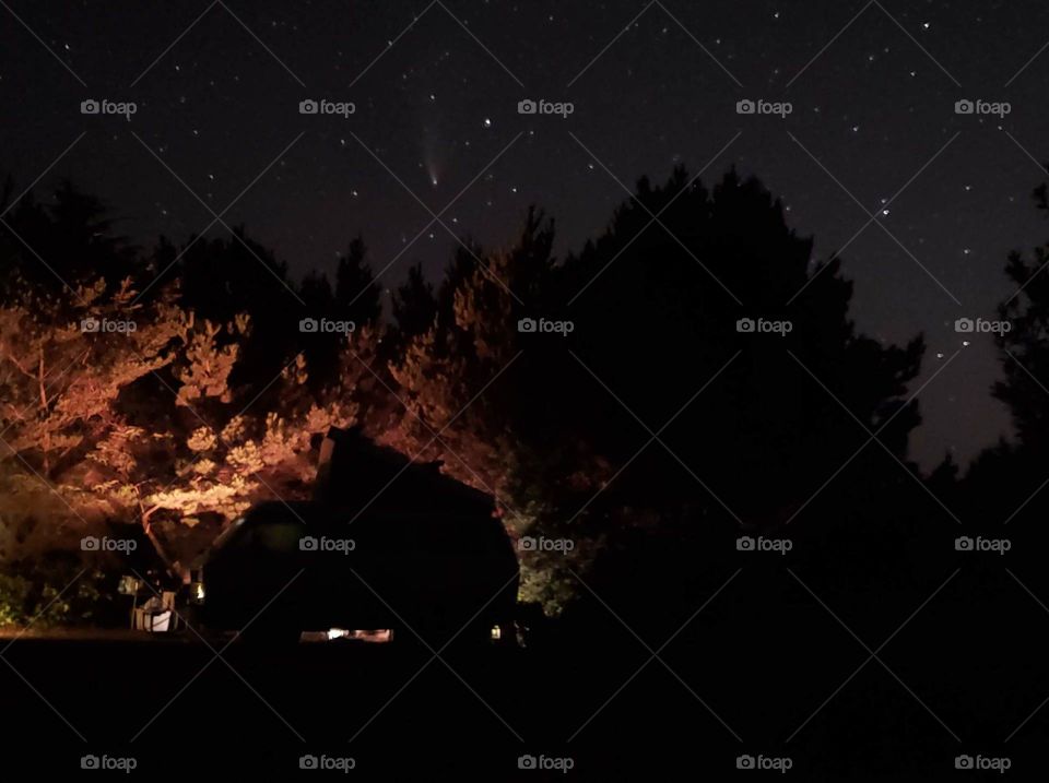 Comet Meowise Over Campground