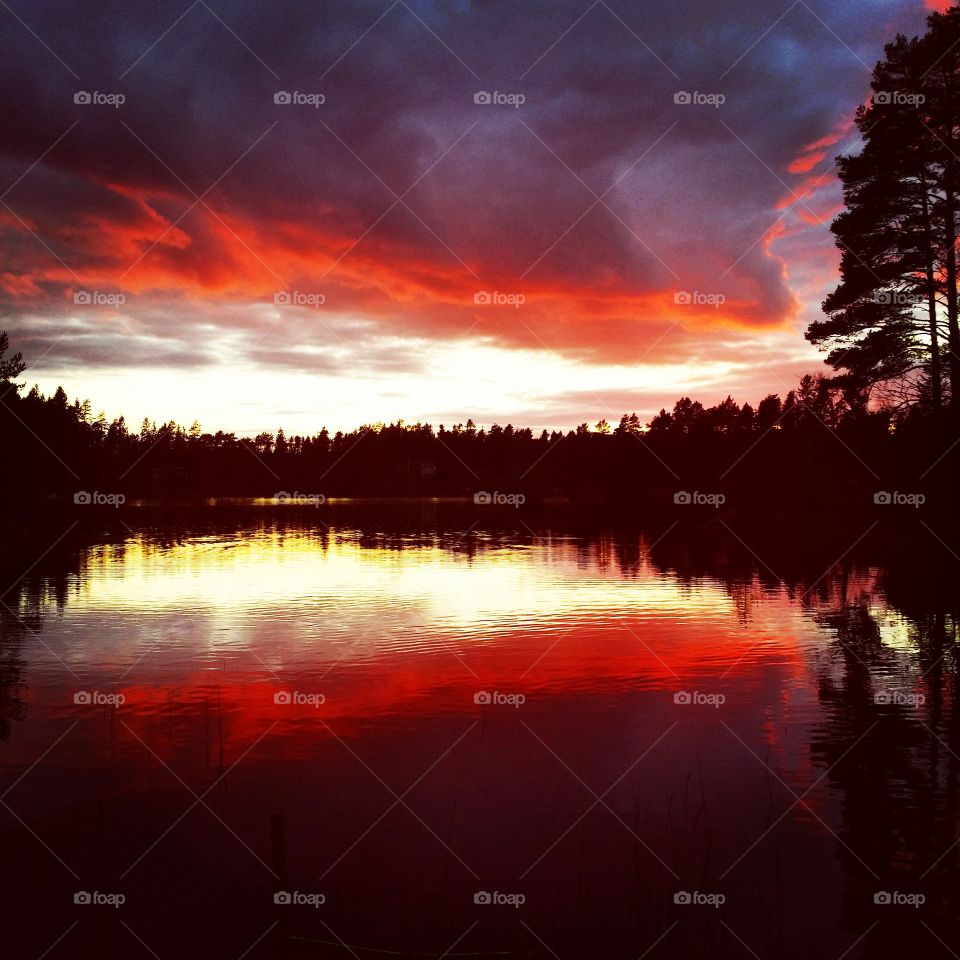 On fire. solnedgång