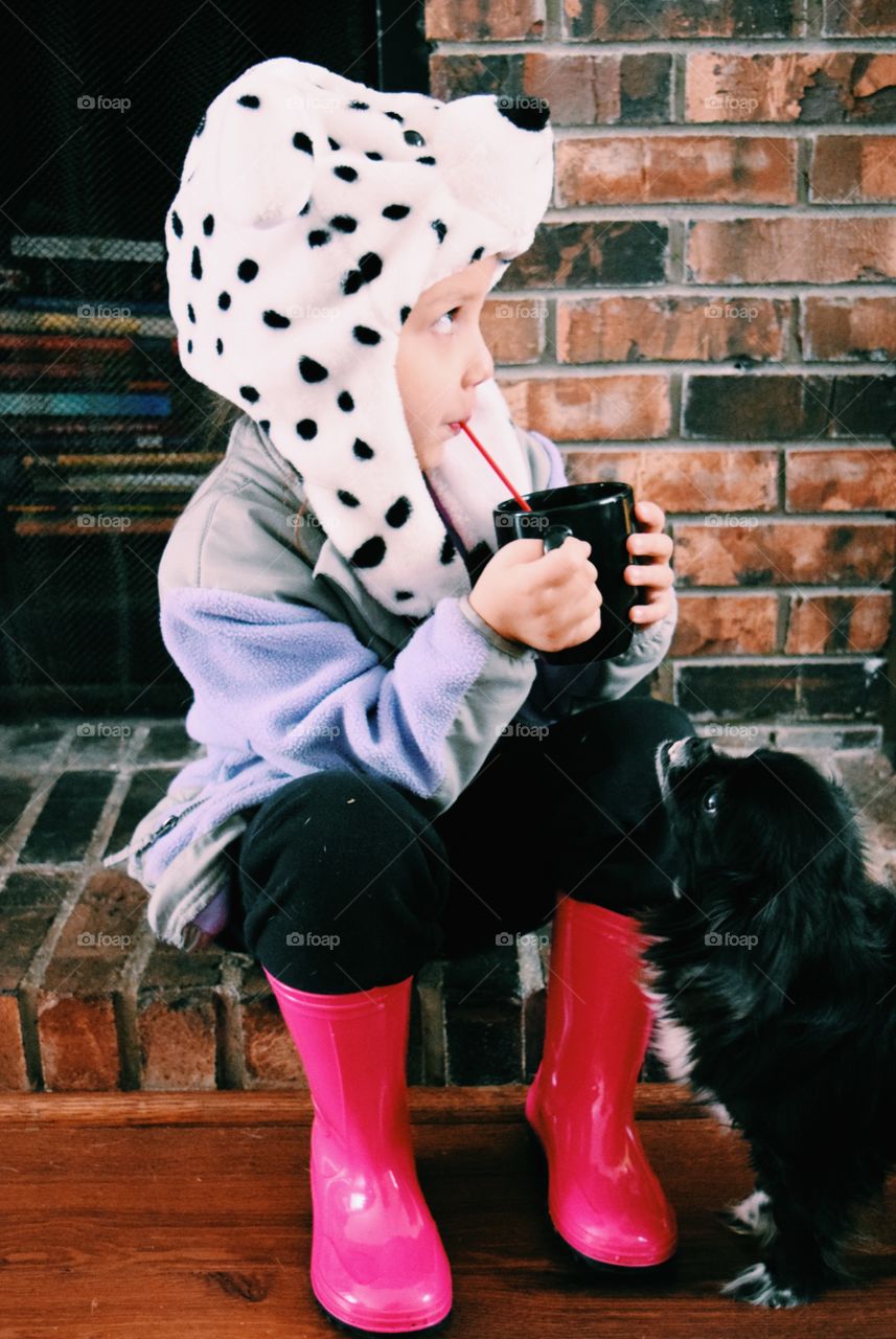 girl and dog