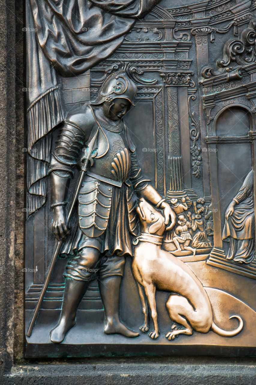 Metal dog statue