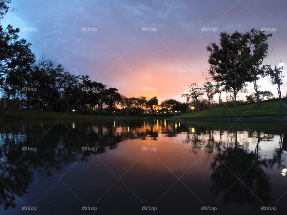 Bangkok Sunset. Around 6pm in a park in Bankgog, shot with a GoPro 