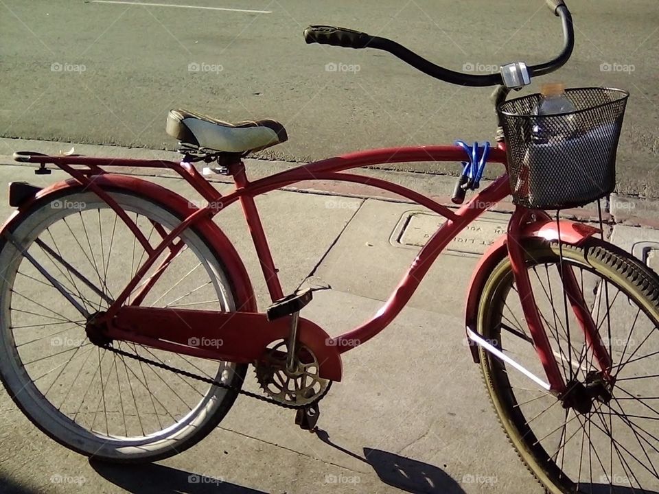 Red Huffy Beach Cruiser