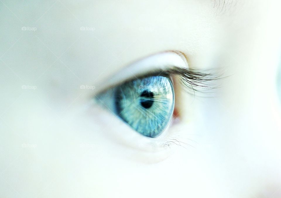 Macro shot of blue eyes