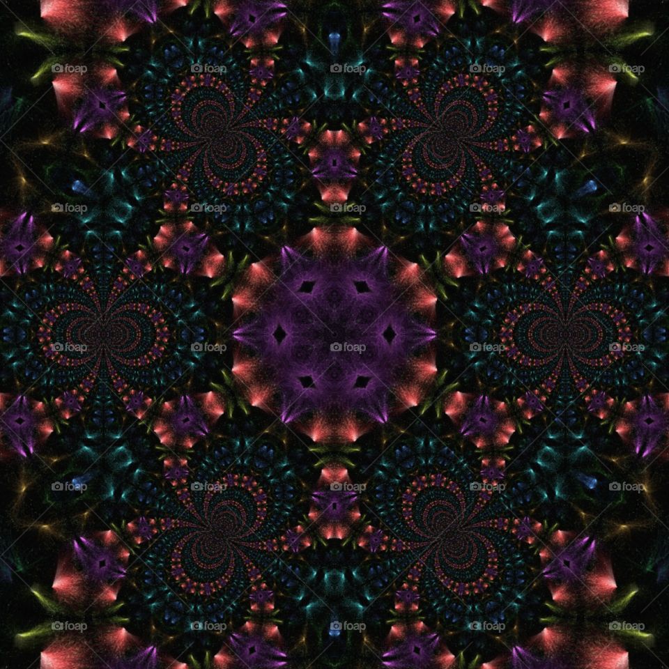 coloured light burst fractal kaleidoscope
