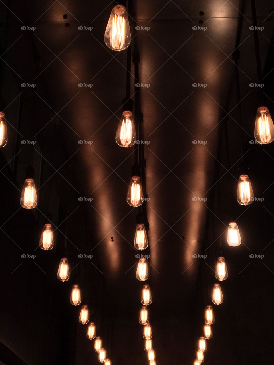 Lights hang from the ceiling