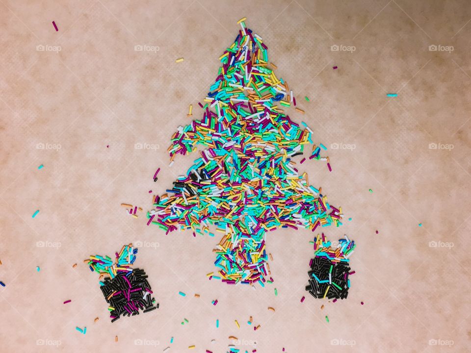 Christmas tree made from sprinkles