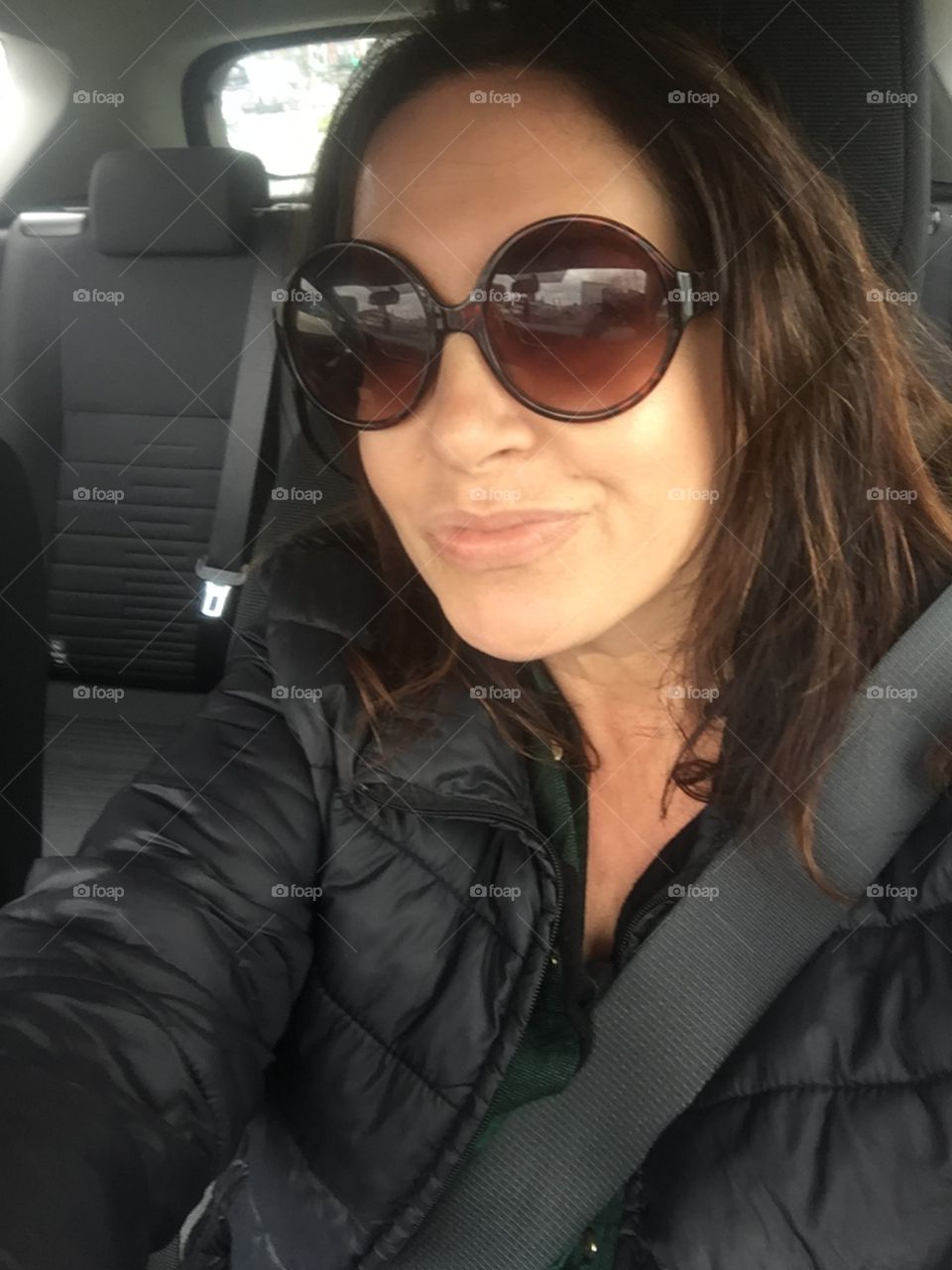 Driving selfie woman 