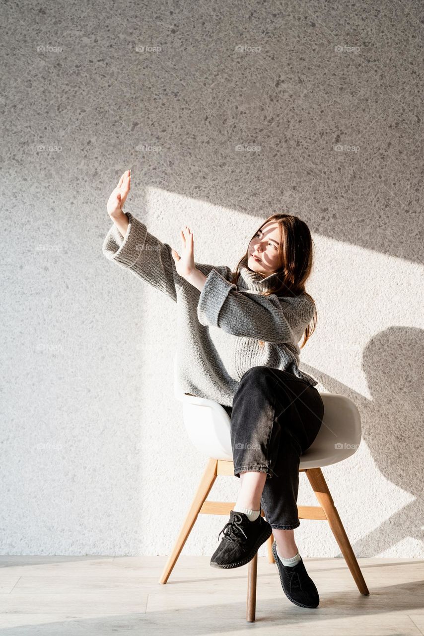 creative woman portrait with shadow