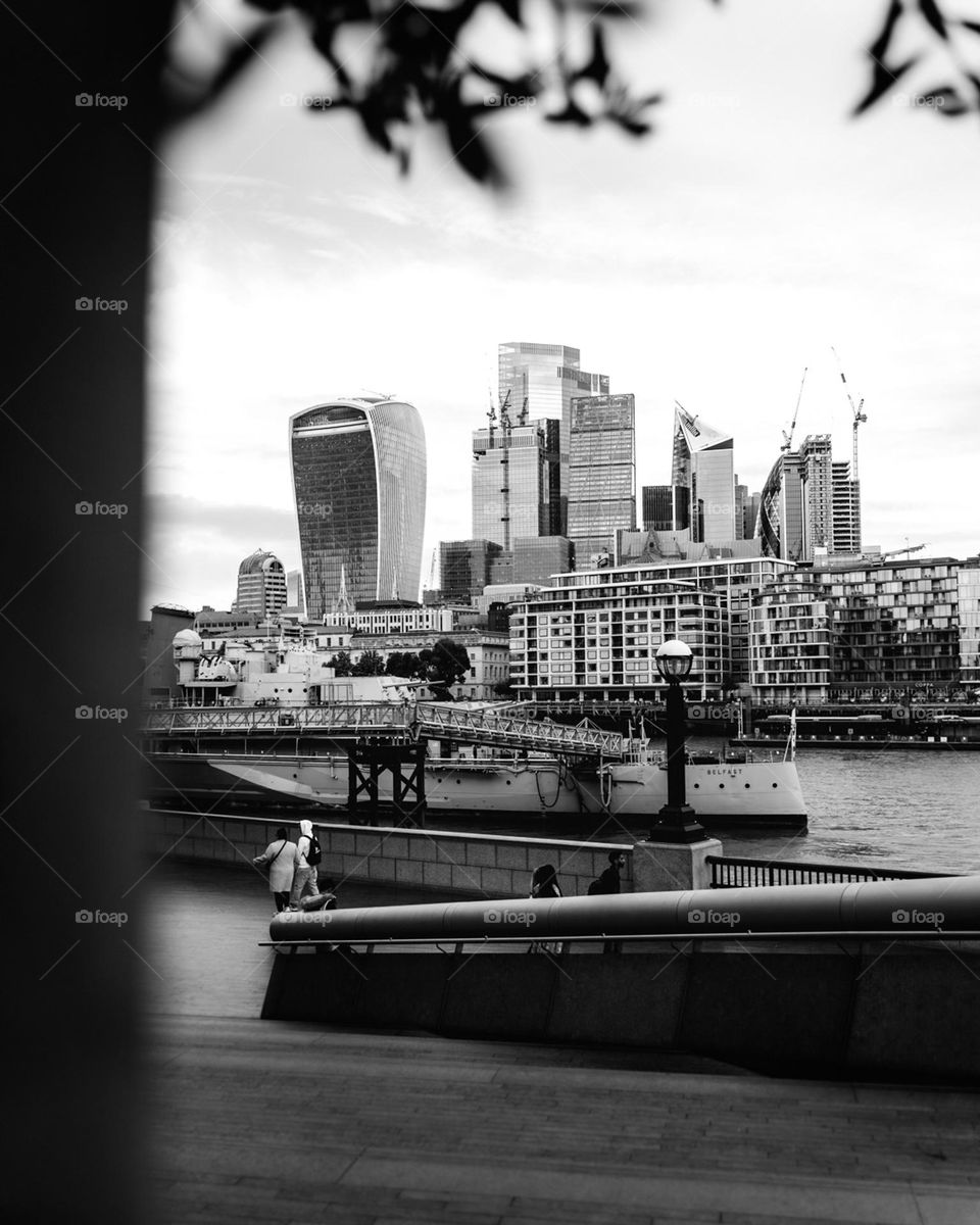 London skyline bw