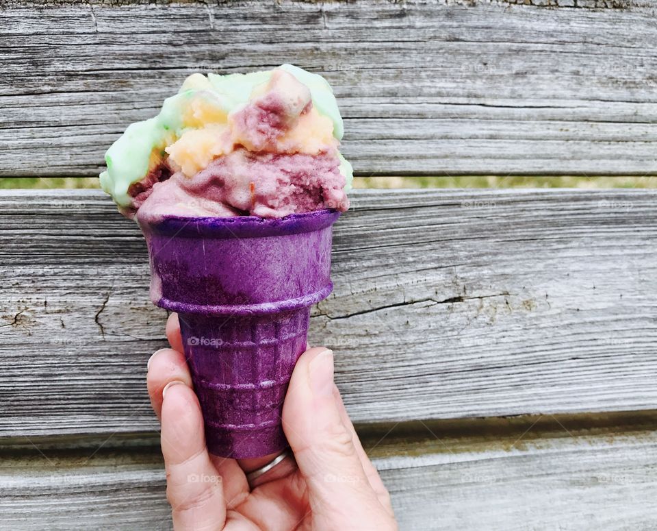 Purple Cone, Sherbet & Hand