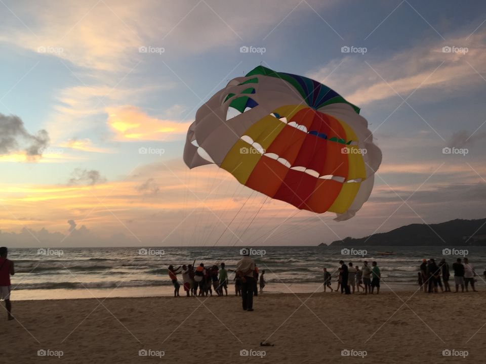 Colorful Parachute taken at Seaside Phuket, Thailand