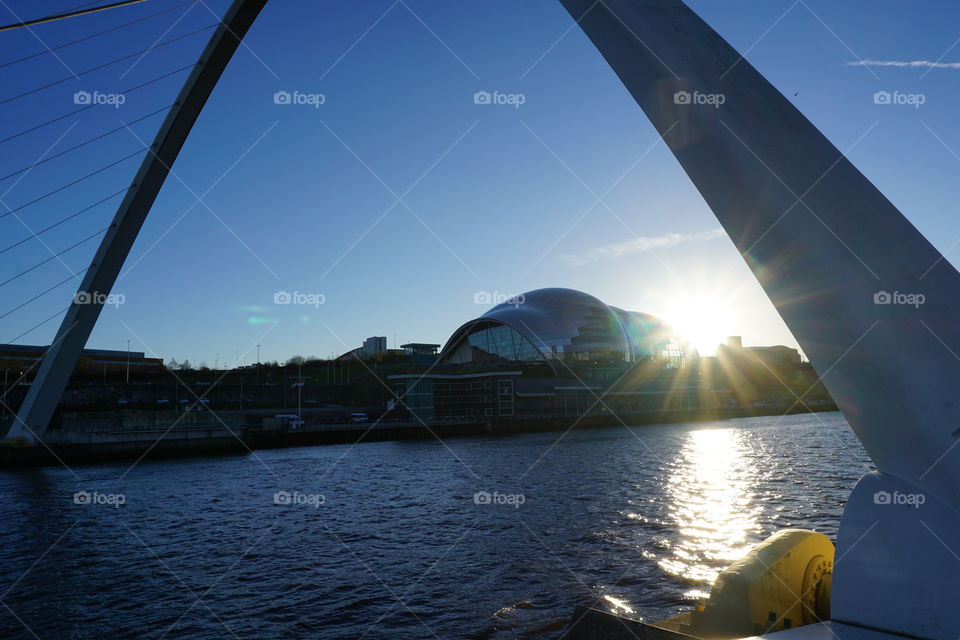 Sunset catching the glass on The Sage Gallery, Newcastle 