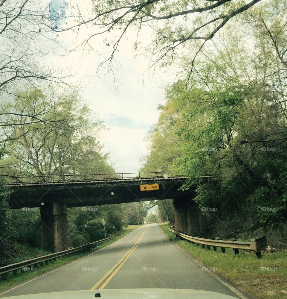 Overhead train trestle in state of Georgia. 