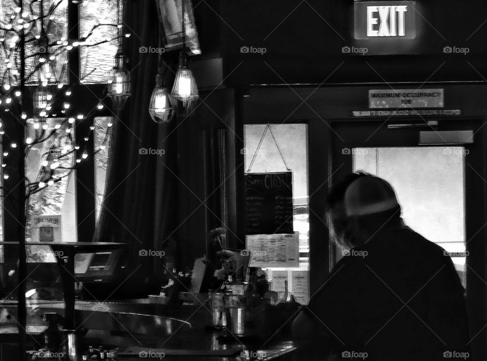 Pub Scene. Lonely People Drinking In A Pub
