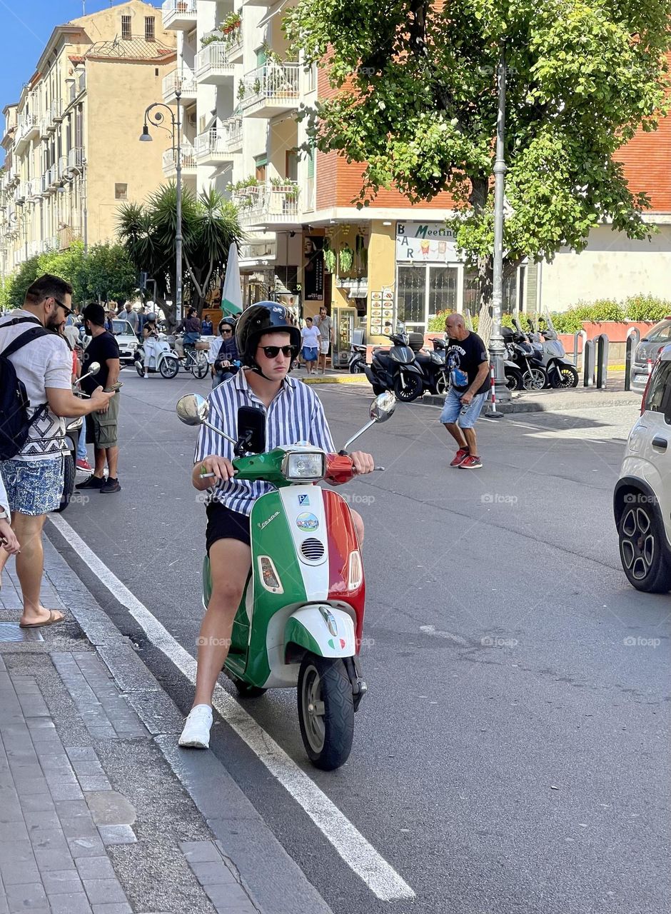 Man on scooter on Italian street 