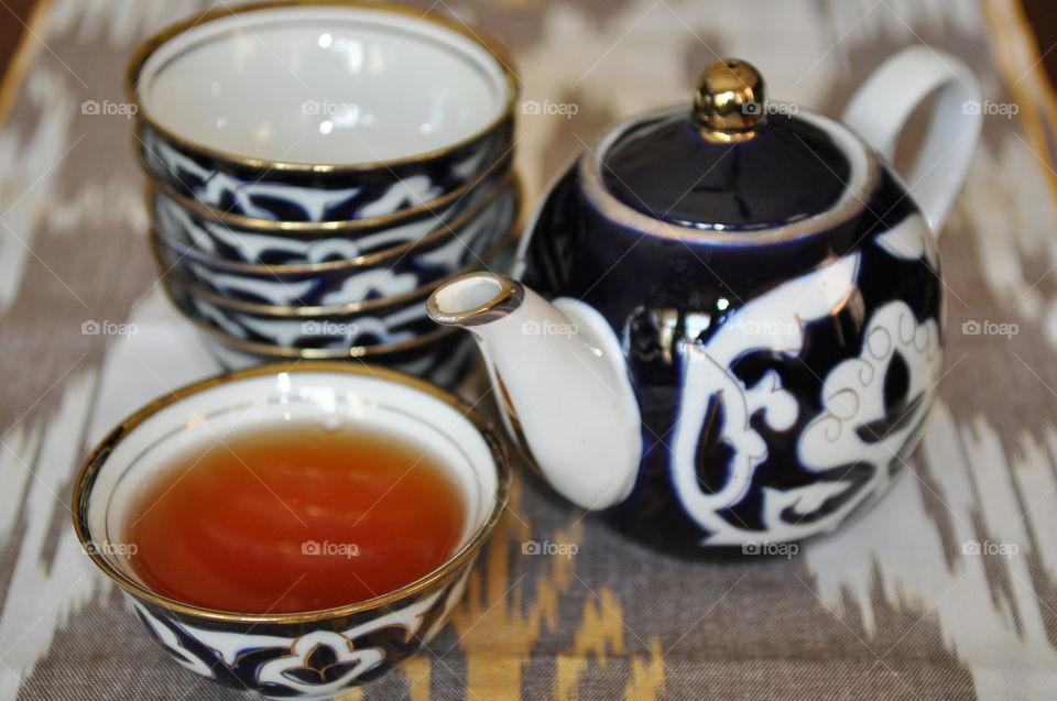 High angle view of tea on table