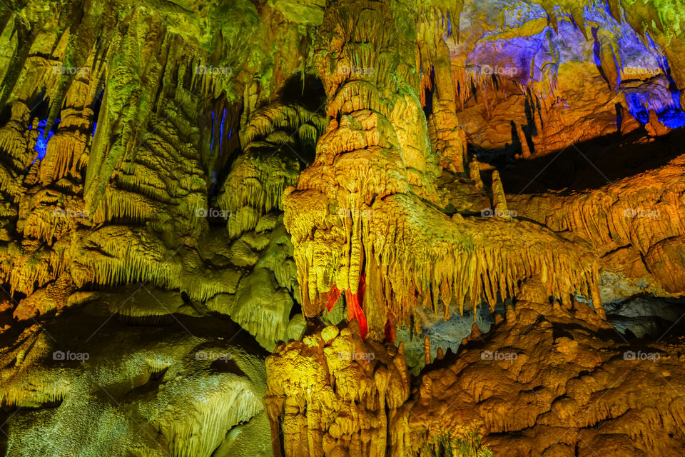 famous prometheus cave near Kutaisi with many stalactites and stalagmites, Georgia