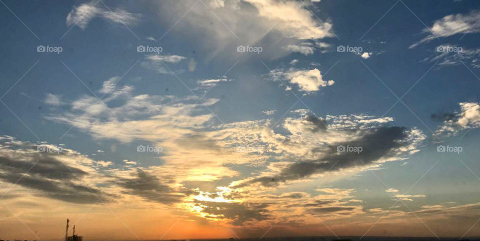 Sunlight and clouds at sundown